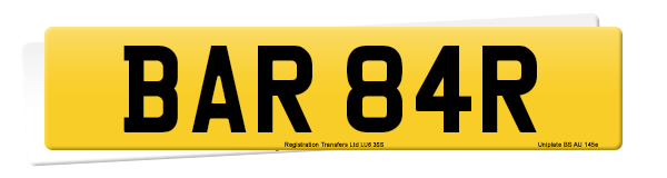 Registration number BAR 84R